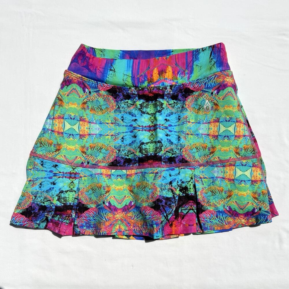 Dona Jo Surreal Print Athletic Skirt Womens Size 1 Small Multicolor Skort Pocket